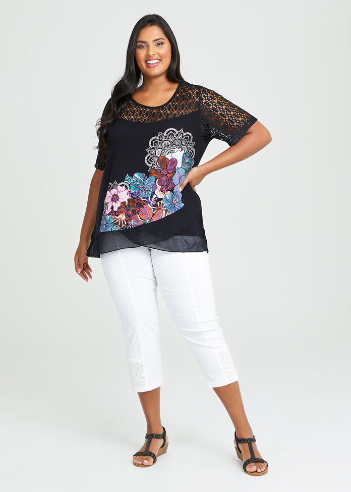 Chantilly Print Natural Top, , hi-res
