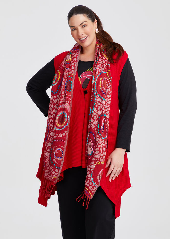 Swirl Embroidered Scarf, , hi-res
