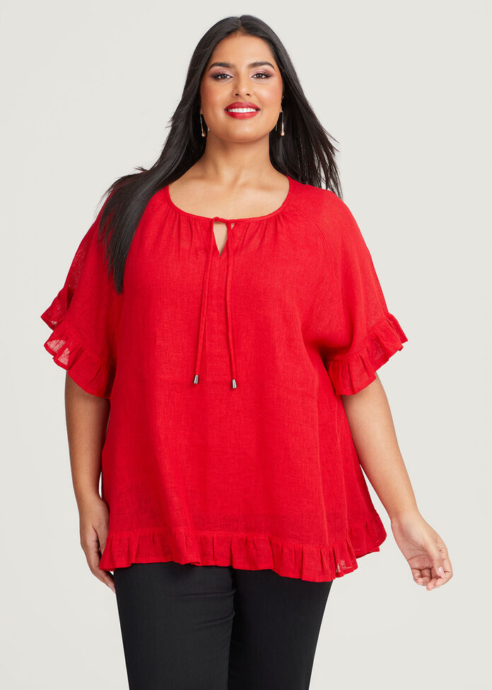Shop Plus Size Linen Blend San Marino Top in Red | Sizes 12-30 | Taking ...