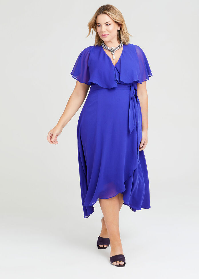 Shop Plus Size Livia Chiffon Wrap Maxi Dress in Blue | Sizes 12-30 ...