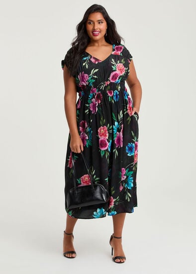 Plus Size Wild Rose Floral Maxi Dress