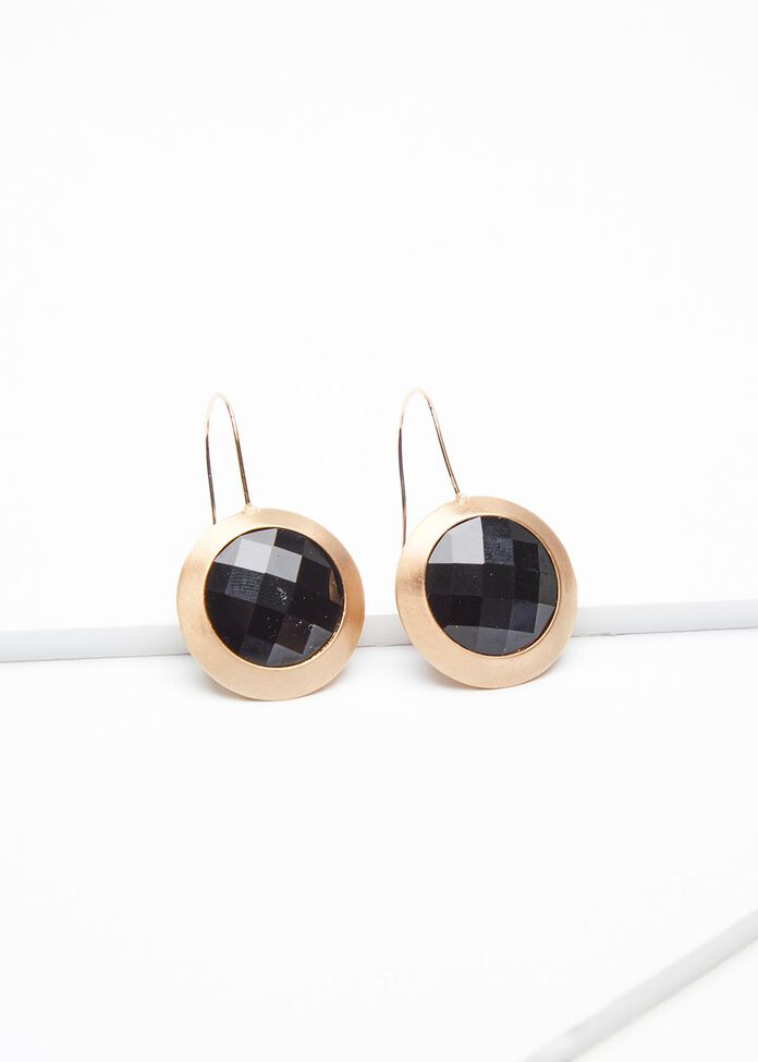 Gold Faceted Earrings, , hi-res