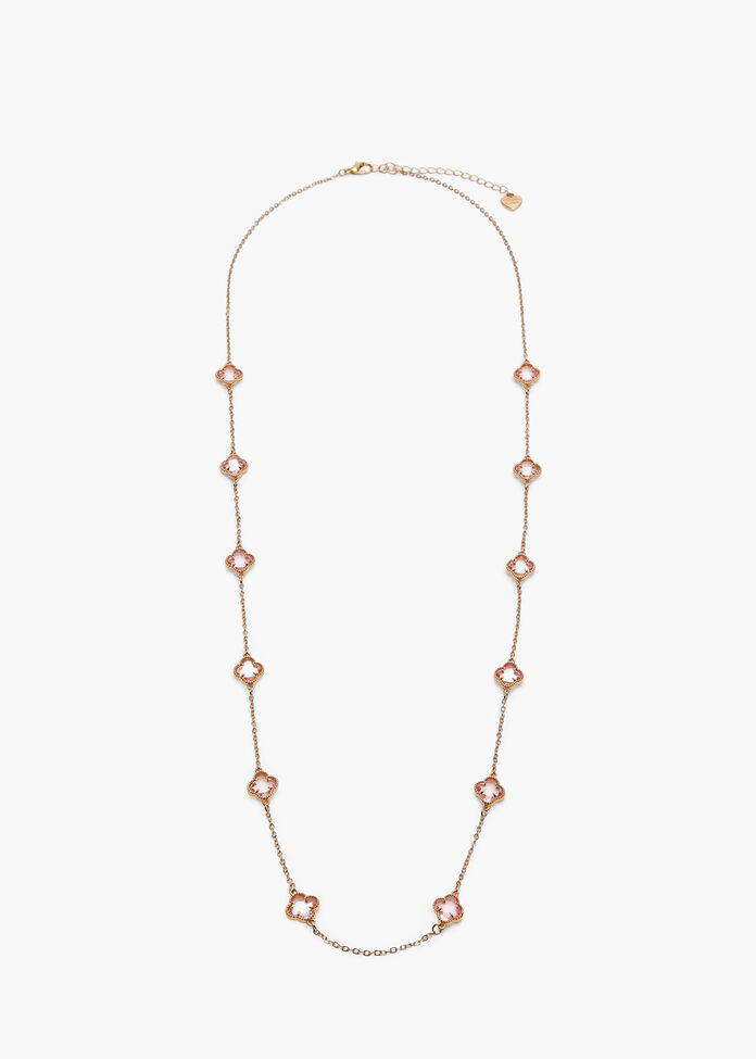Diamante Clover Long Necklace, , hi-res