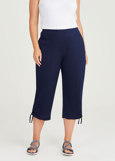 Ladies Cropped Trousers 3/4 Elasticated Casual STRETCH Comfort Plus Size  Capris