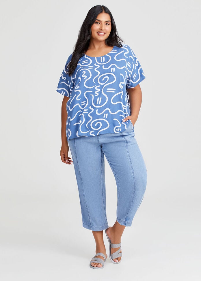 Shop Plus Size Natural Swirl Print Top in Blue Taking Shape AU