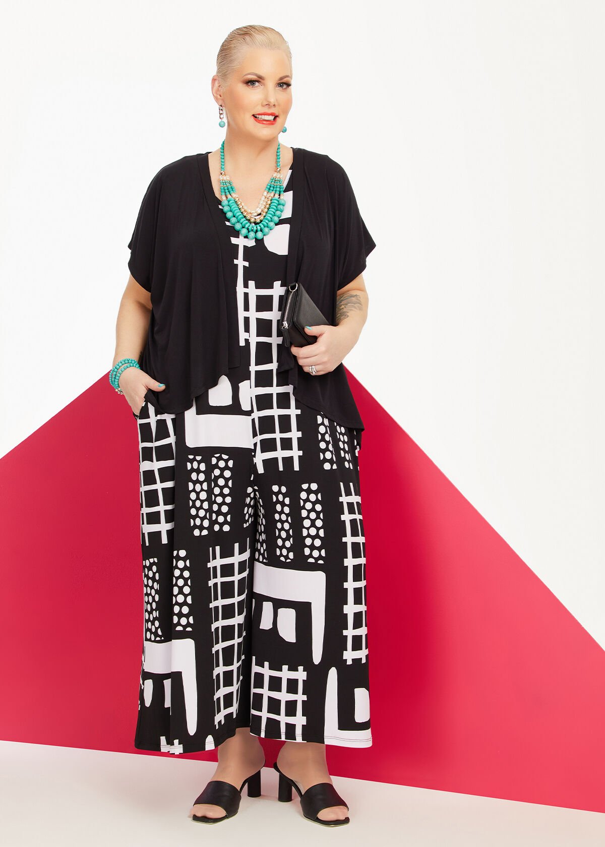 Plus size black and white jumpsuit store