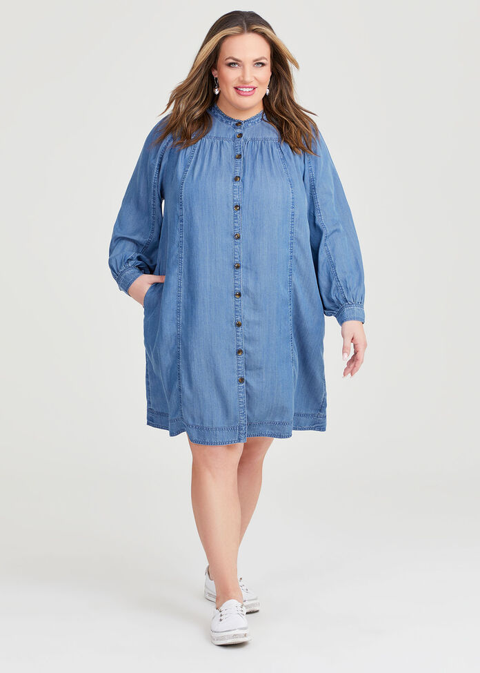 Shop Plus Size Chambray Button Thru Dress in Blue | Taking Shape AU