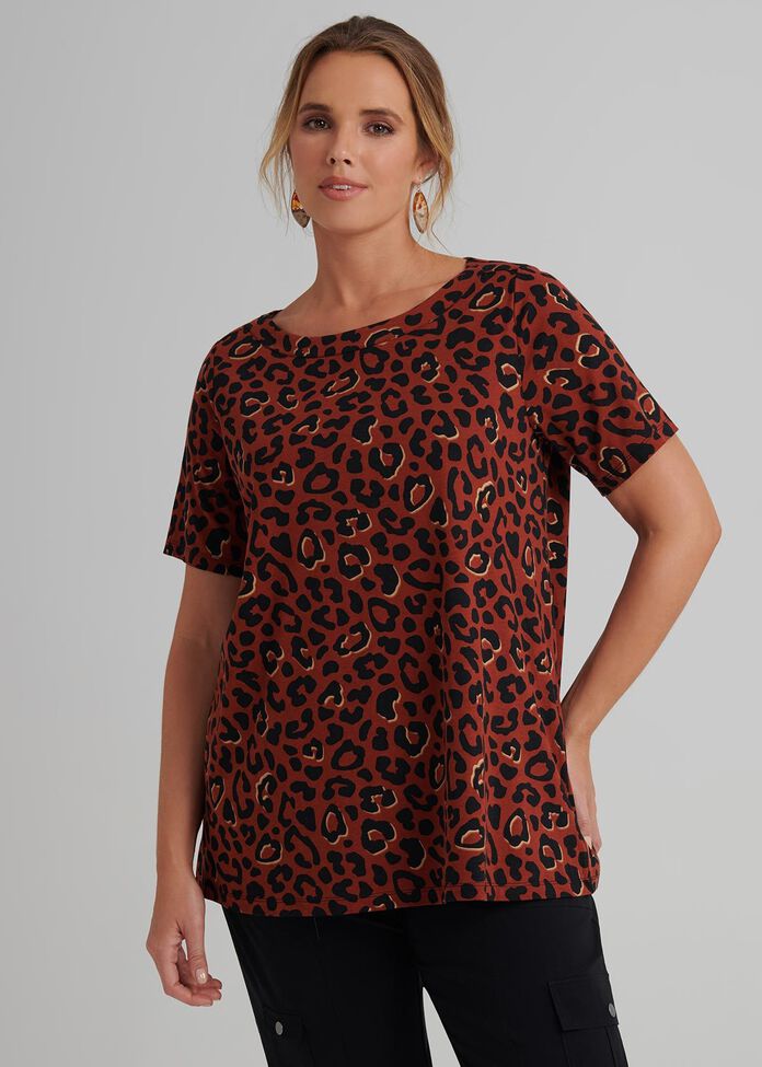 Foil Leopard Top, , hi-res