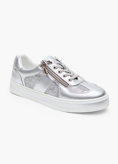 Silver Side Zip Sneaker