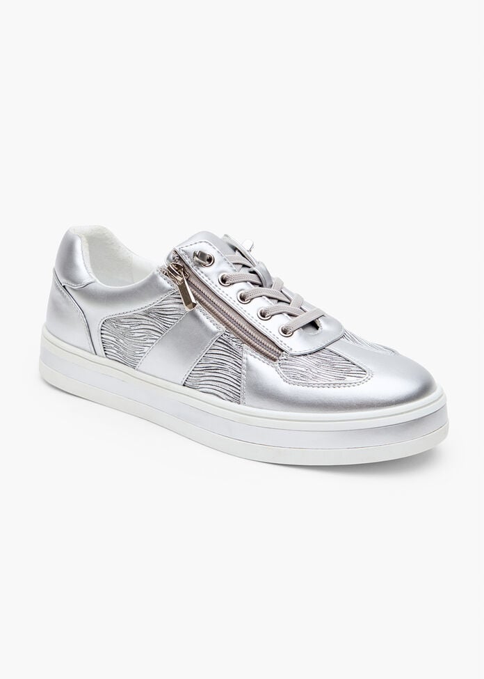 Silver Side Zip Sneaker, , hi-res