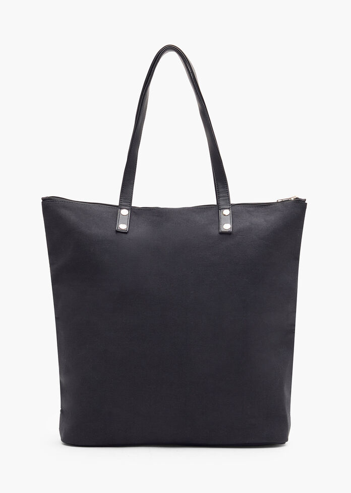 Golden Bug Pattern Print Leather Tote Bag