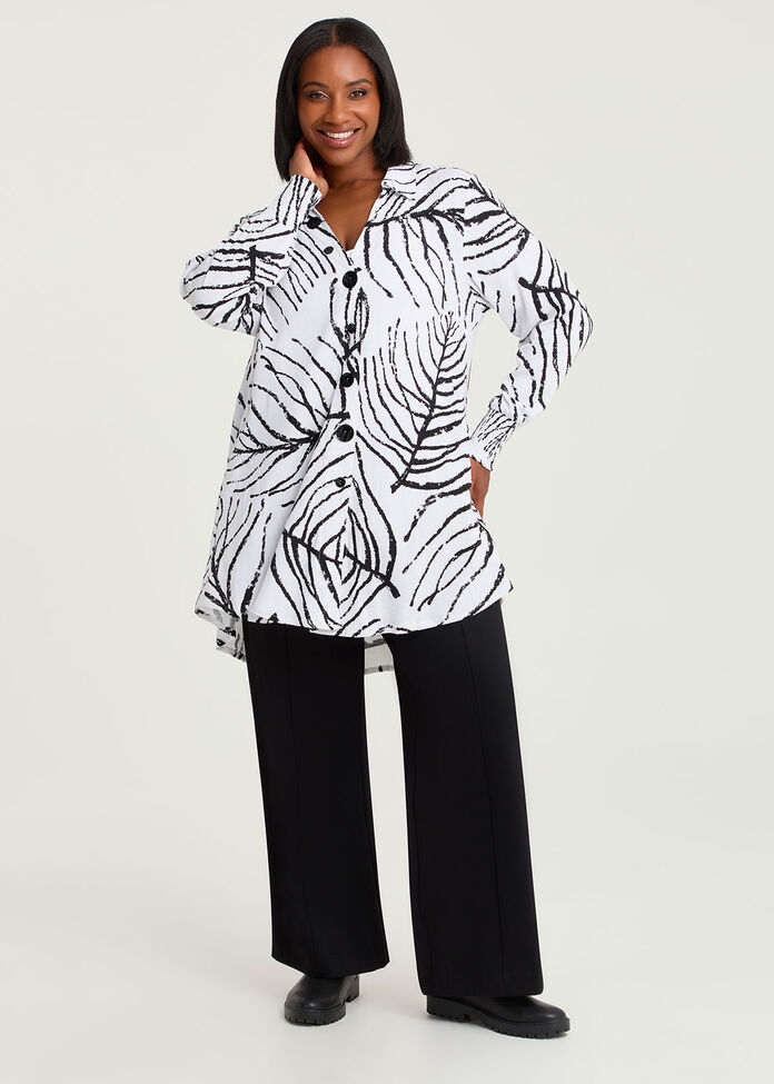 Leaf Print Natural Shirt, , hi-res