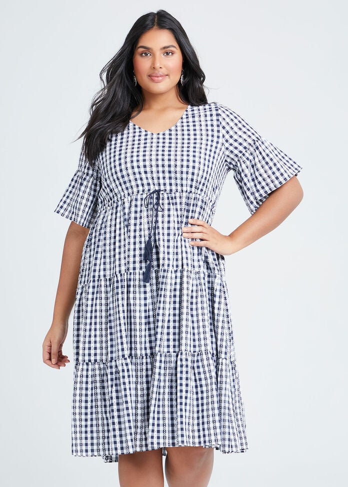 Shop Plus Size Cotton Gingham Tiered Dress in Print | Taking Shape AU