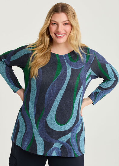 Plus Size Bamboo Cosy Wavy Boat Neck Top
