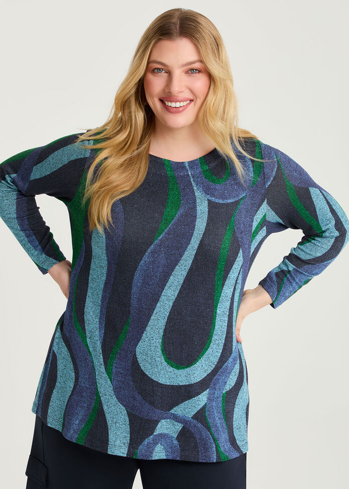 Bamboo Cosy Wavy Boat Neck Top, , hi-res