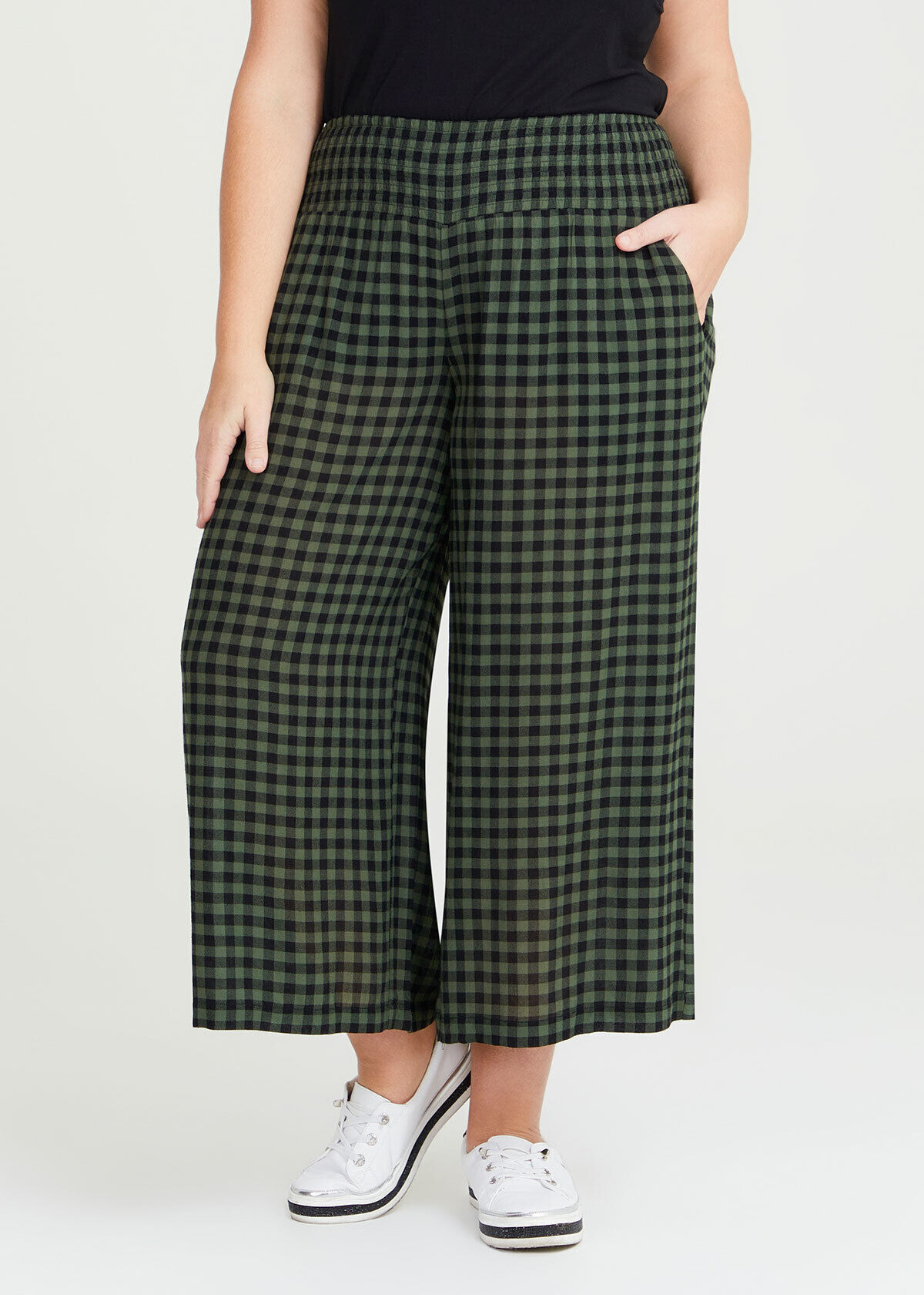 Green gingham pants discount