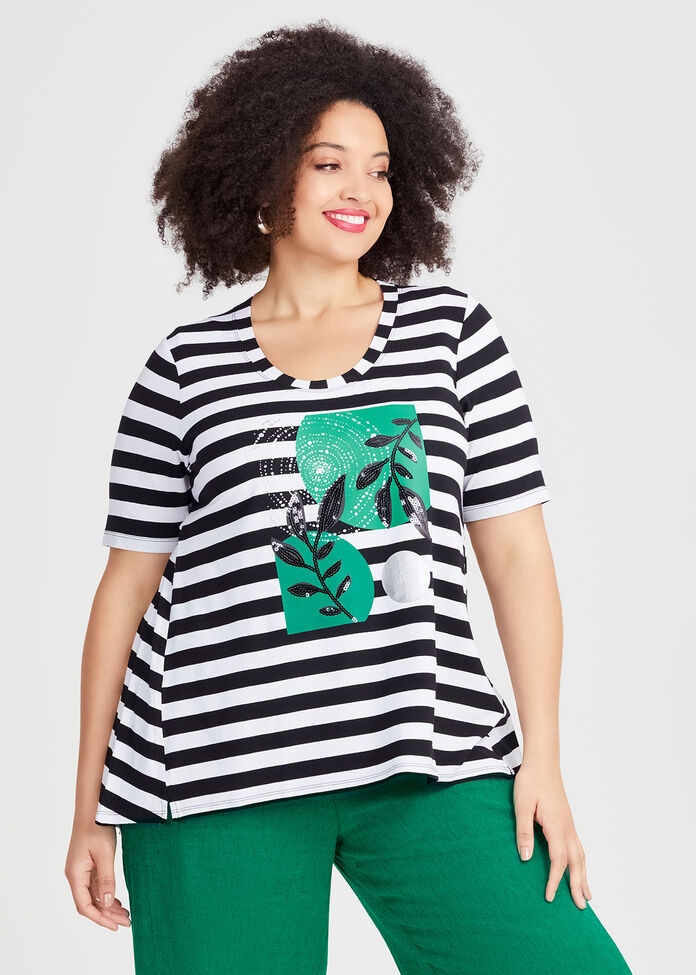 Natural Isla Stripe Top, , hi-res