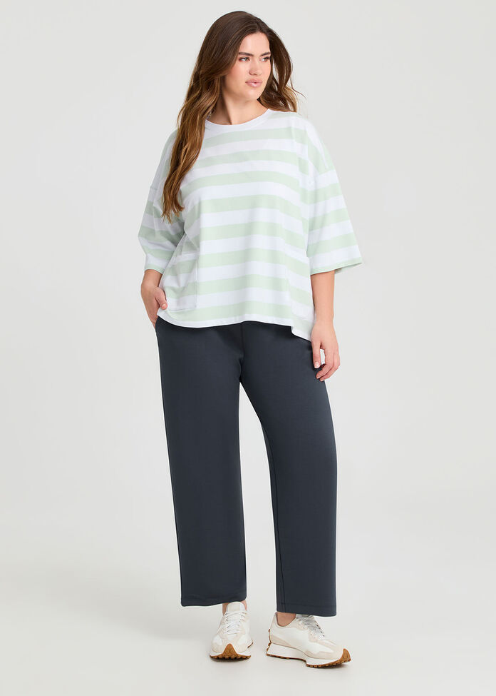 Cotton Stripe Pocket Sweatshirt, , hi-res