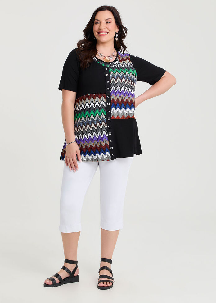 Chevron Lace Natural Spliced Tunic, , hi-res