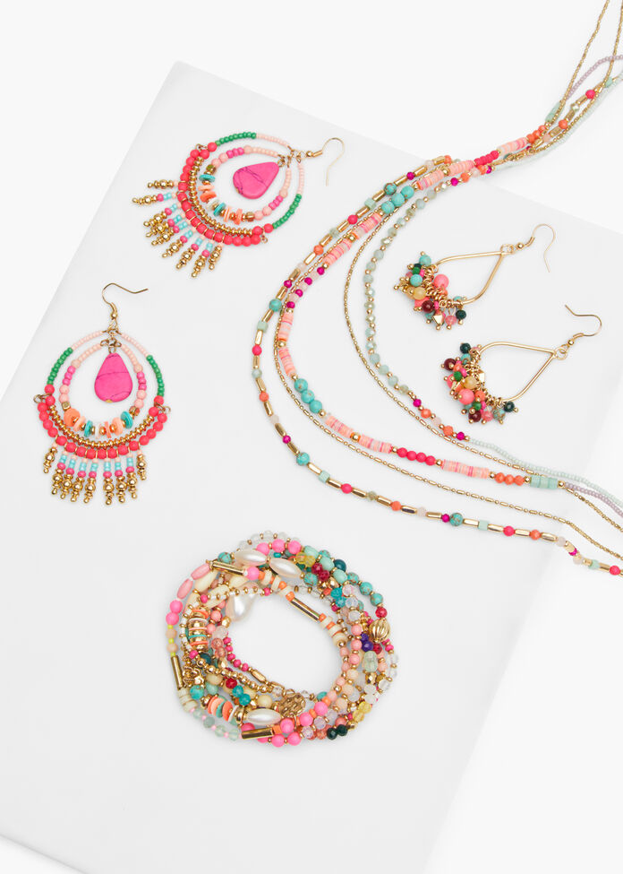 Beaded Teardrop Earrings, , hi-res