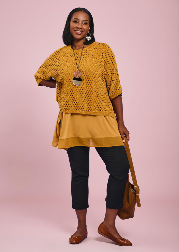 Chenille Pointelle Knit Jumper, , hi-res