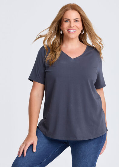 Plus Size Organic Cotton V-neck T-shirt