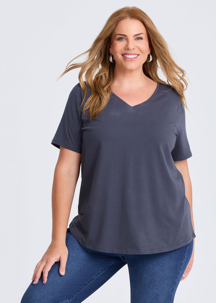 Organic Cotton V-neck T-shirt, , hi-res