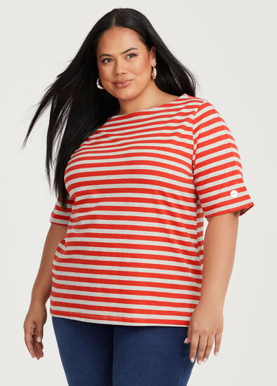 Plus Size Cotton Stripe T-shirt