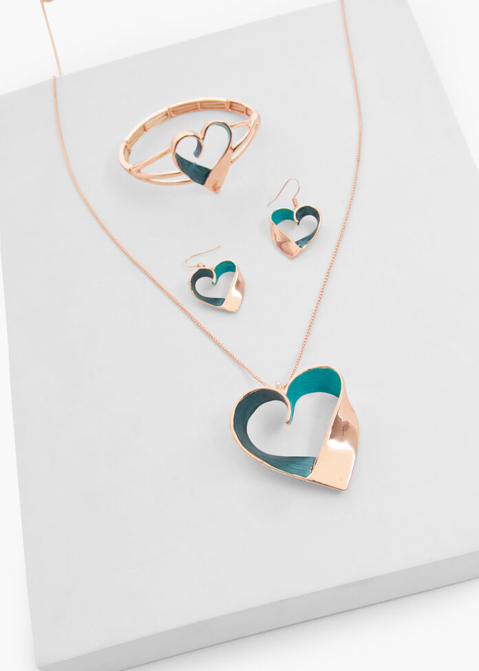Big Heart Enamel Earrings, , hi-res