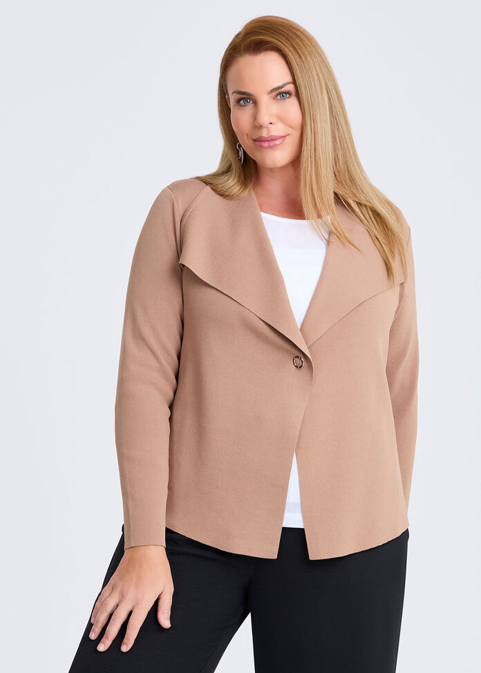 Shop Plus Size Urban Milano Natural Cardigan, Brown | Taking Shape NZ