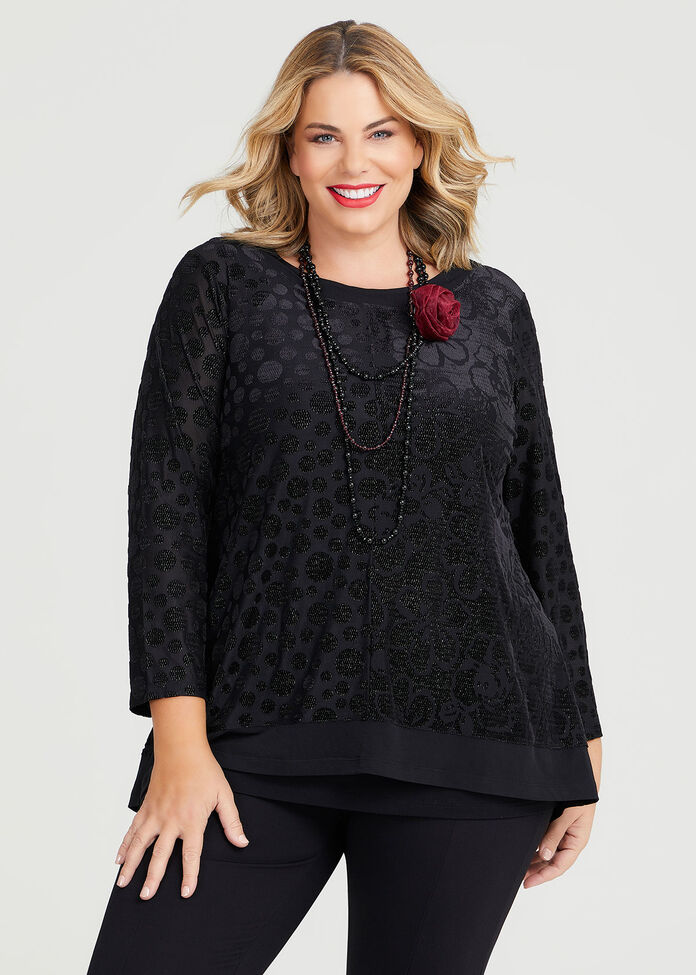 Shop Plus Size Burnout Spot Floral Top in Black | Taking Shape AU