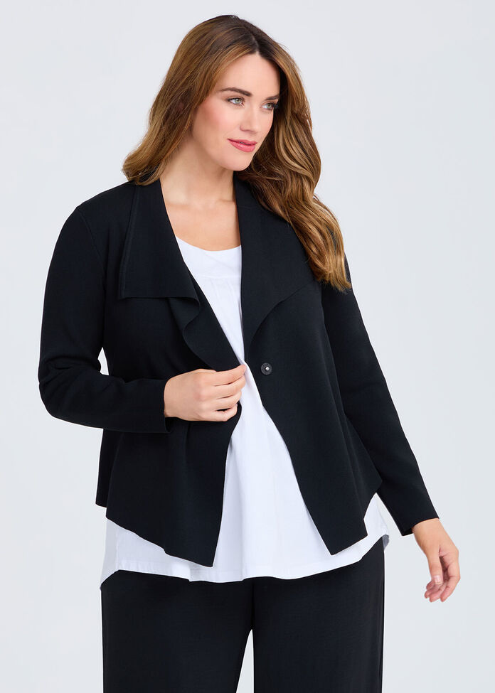 Shop Plus Size Urban Milano Natural Cardigan, Black | Taking Shape NZ