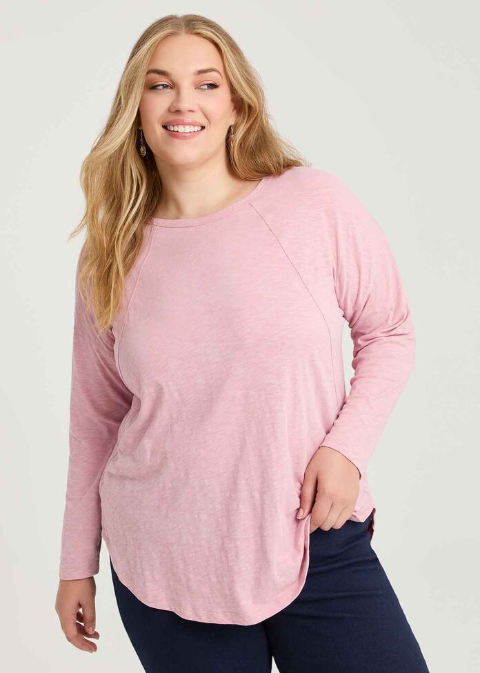 Cotton Hi-lo Seam Detail Top, , hi-res