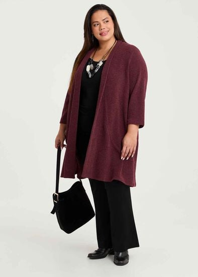 Plus Size Honeycomb Long Cardigan