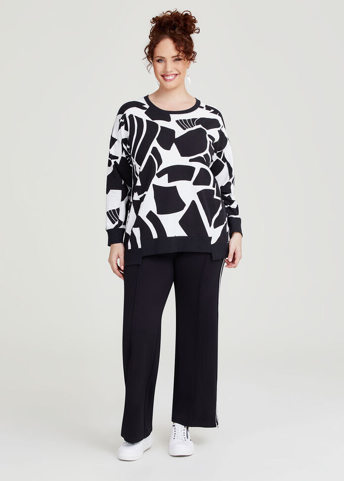 Cotton Geo Print Sweatshirt, , hi-res