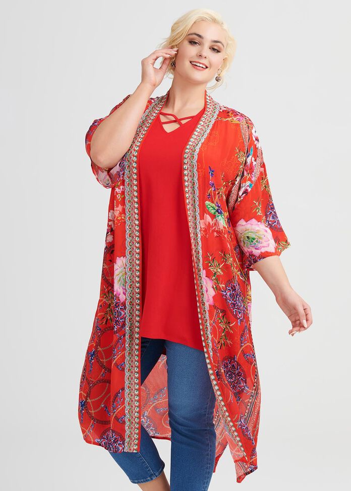 Rosy Outlook Natural Kimono, , hi-res