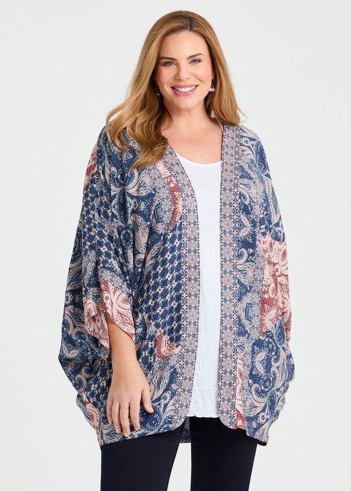 Folk Paisley Print Cape, , hi-res