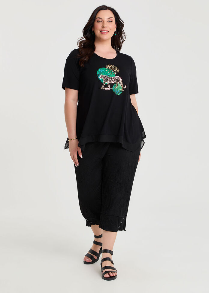 Leopard Foil Print Natural Top, , hi-res
