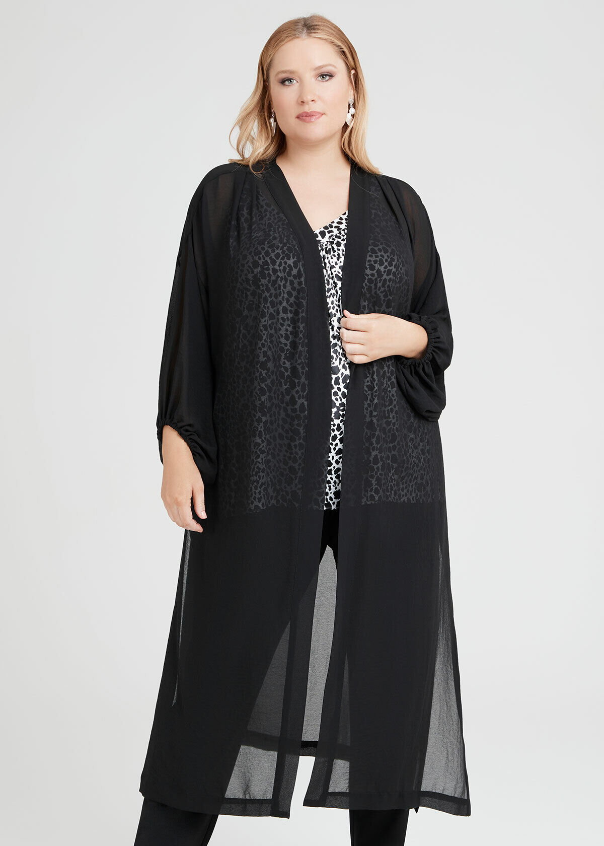 Black chiffon new arrivals duster jacket