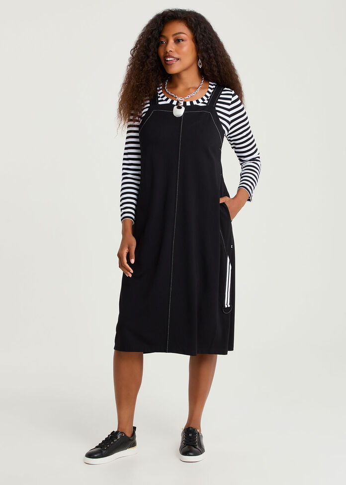 Ponte Stitch Pinafore Dress, , hi-res