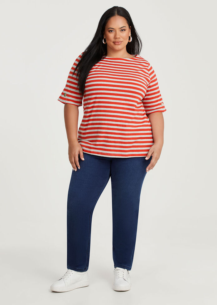 Cotton Stripe T-shirt, , hi-res