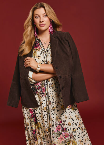 Plus Size Suede Leather Amelia Jacket