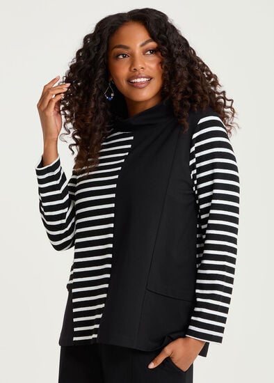 Plus Size Natural Cala Stripe Splice Top