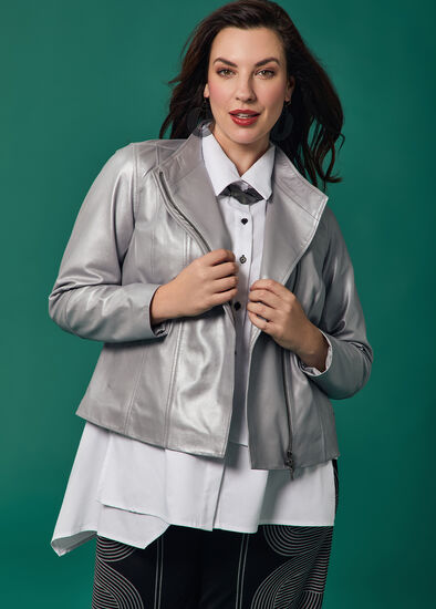 Plus Size Leather Panel Jacket