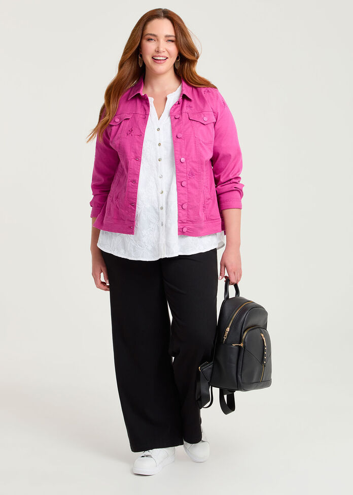 Lyocell Stretch Embroidery Jacket, , hi-res