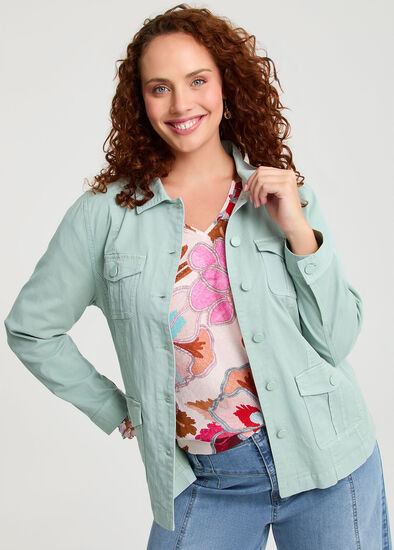 Plus Size Lyocell Blend Casual Jacket