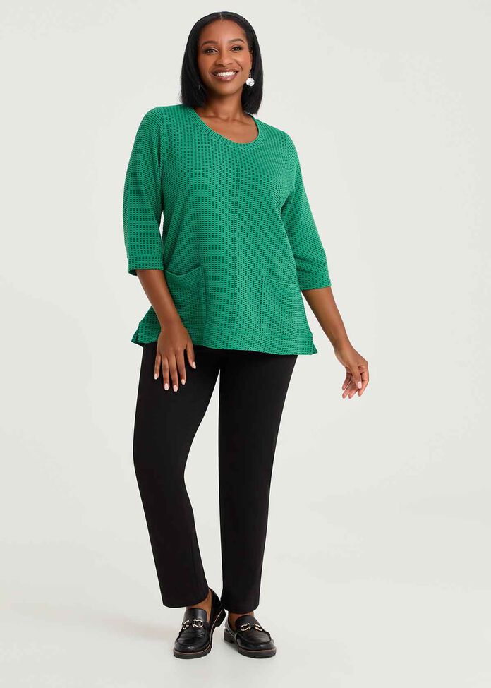 Ticking Rib Pocket Detail Top, , hi-res