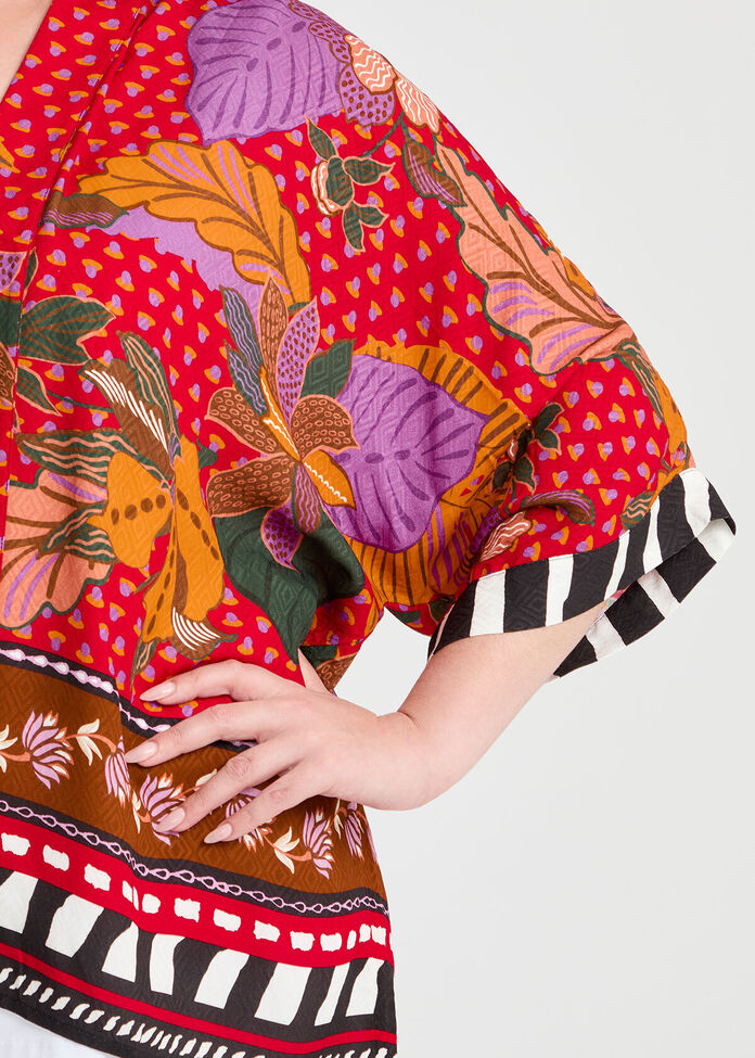 Natural Nova Abstract Kimono, , hi-res