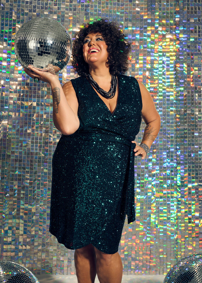 Shop Plus Size NYE Sequin Party Dress, Green