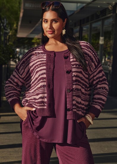 Plus Size Ombre Stripe Button Cardigan